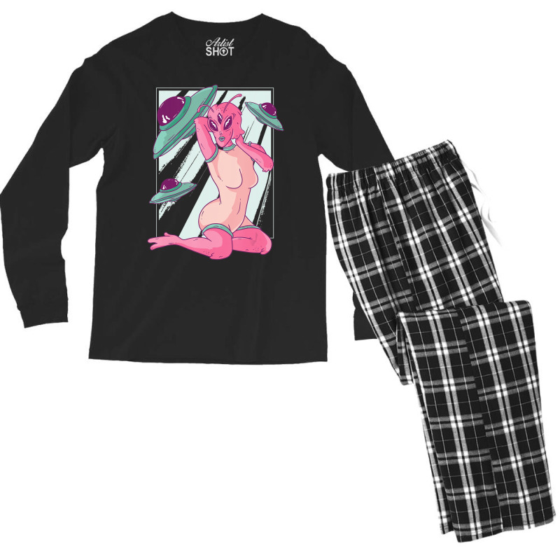 Alien Pin Up Space Girl Men Men's Long Sleeve Pajama Set by doboc | Artistshot