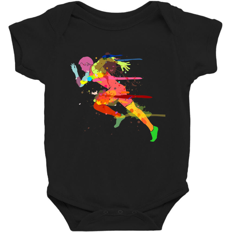 Sprinter Track And Field Runner Running Marathon Baby Bodysuit by cm-arts | Artistshot