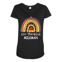 One Thankful Milkman Thanksgiving Rainbow Autumn T Shirt Maternity Scoop Neck T-shirt | Artistshot