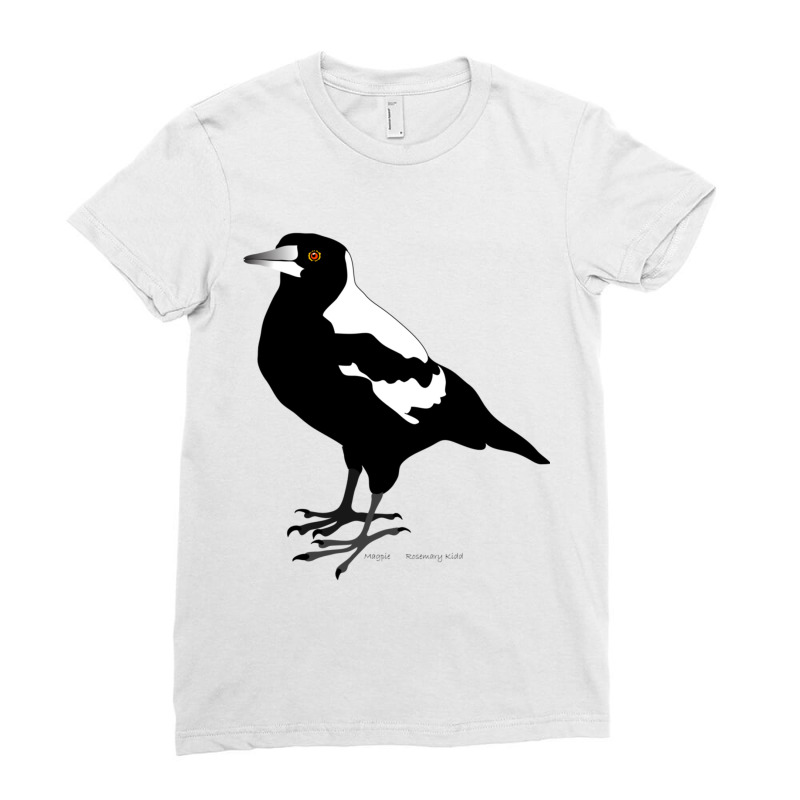 Magpie, Australian Bird Ladies Fitted T-Shirt by MYNGOO | Artistshot