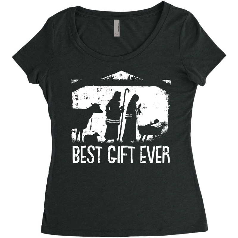 Best Ever Christmas Cool Jesus Nativity Scene Christian Women's Triblend Scoop T-shirt by cm-arts | Artistshot