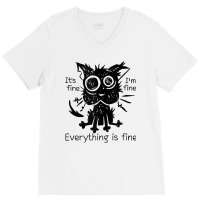 Everything Is Fine Funny Stressed Out Cat Graphic Tank Top V-neck Tee | Artistshot