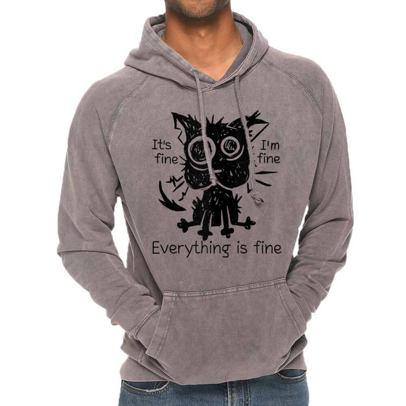 Everything Is Fine Funny Stressed Out Cat Graphic Tank Top Vintage Hoodie by cm-arts | Artistshot