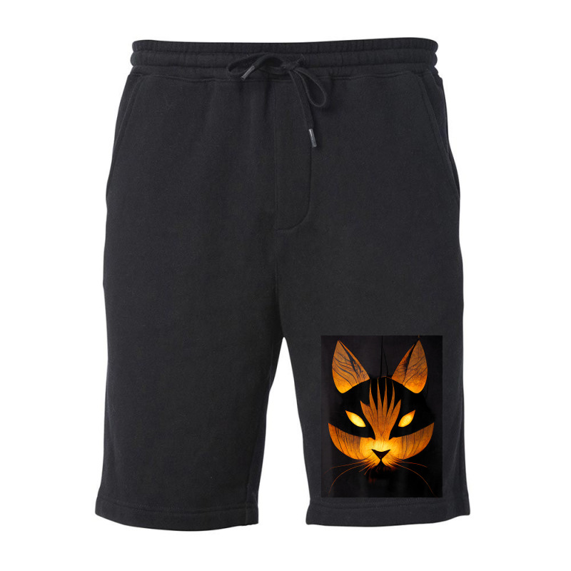 Halloween Cat   Spooky Kitty   Creepy Halloween Party Fleece Short | Artistshot