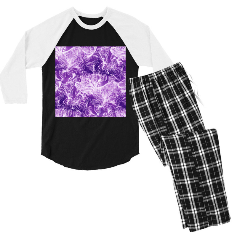 Purple Shibori Corals Men's 3/4 Sleeve Pajama Set | Artistshot