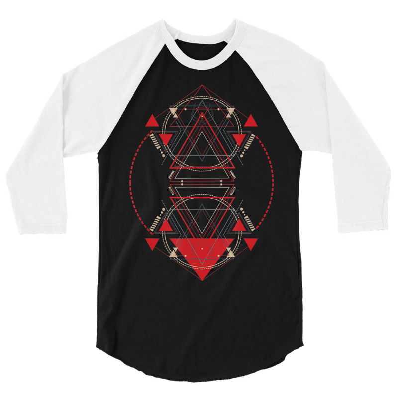 Alien Pyramid Abstract Geometry Sacred Geometry 3/4 Sleeve Shirt by doboc | Artistshot