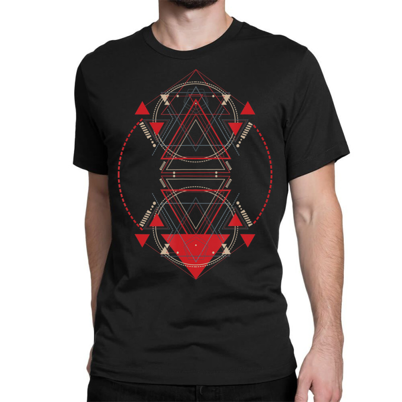 Alien Pyramid Abstract Geometry Sacred Geometry Classic T-shirt by doboc | Artistshot