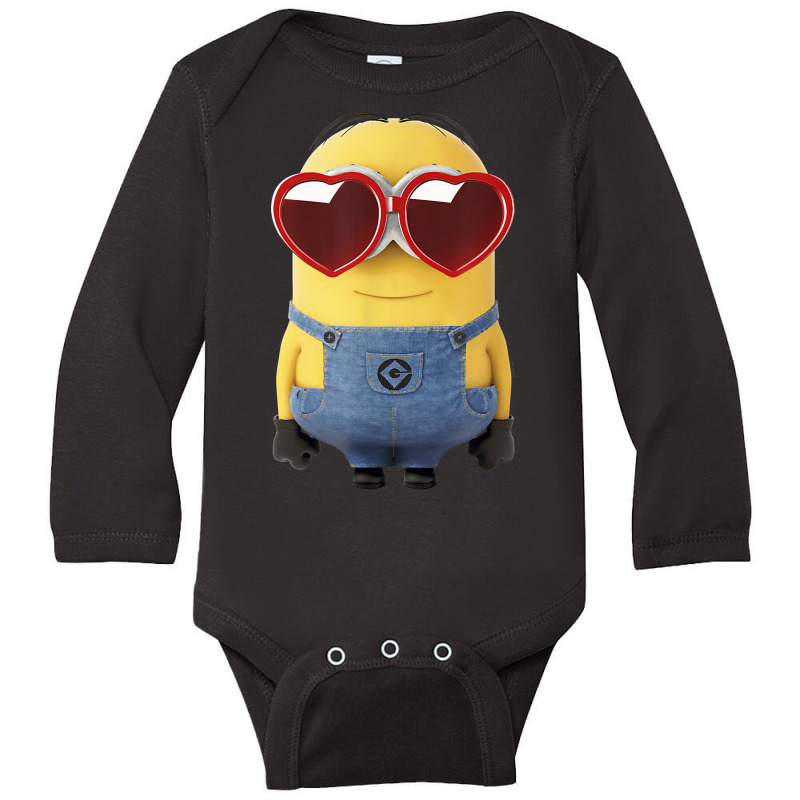 Despicable Me Minions Valentine's Day Heart Shaped Glasses T Shirt Long Sleeve Baby Bodysuit by cm-arts | Artistshot