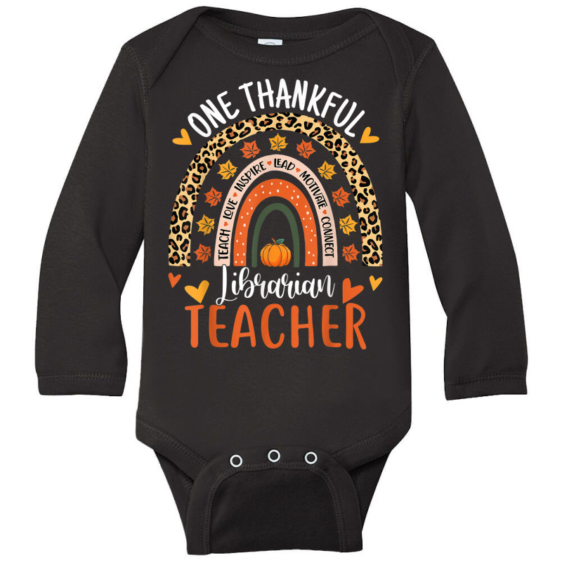 Thankful Librarian Teacher Thanksgiving Library Read Teacher Long Sleeve Baby Bodysuit by Prismatic | Artistshot