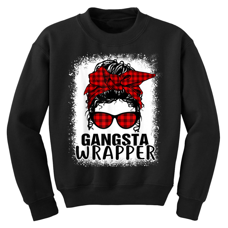 Bleached Buffalo Plaid Messy Bun Merry Gangsta Wrapper 2022 Youth Sweatshirt | Artistshot