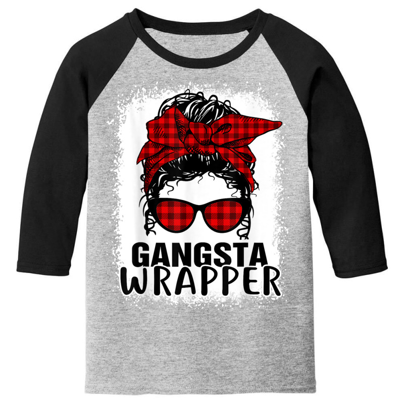 Bleached Buffalo Plaid Messy Bun Merry Gangsta Wrapper 2022 Youth 3/4 Sleeve | Artistshot