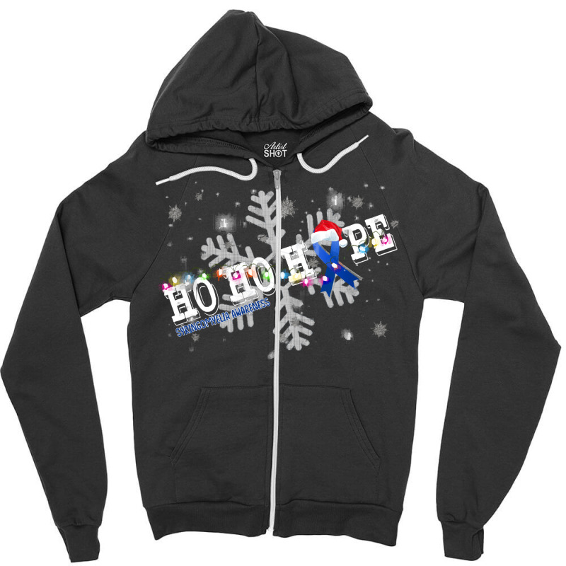 Syringomyelia Fighter Syringomyelia Awareness - Ho Ho Hope Cure Christ Zipper Hoodie | Artistshot