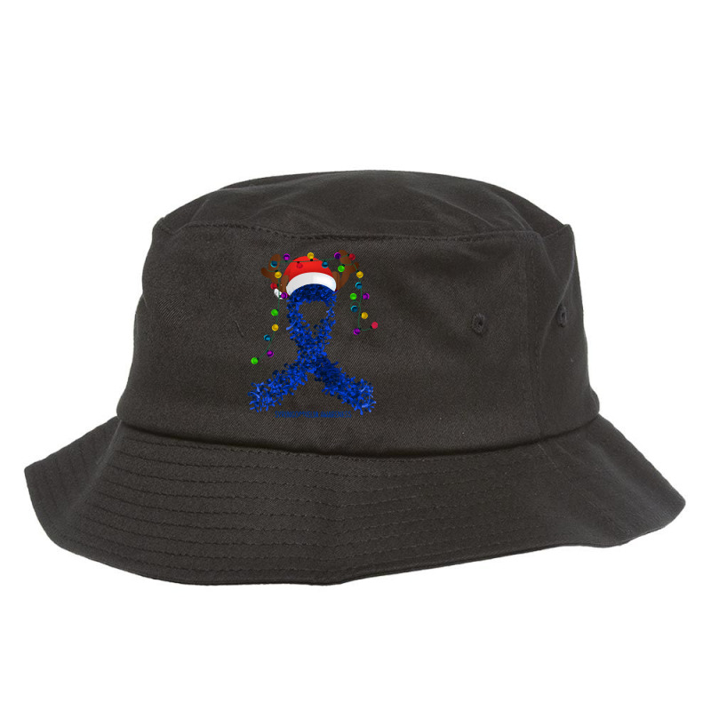 Syringomyelia Fighter Syringomyelia Awareness - Ribbon Santa Hat Chris Bucket Hat | Artistshot