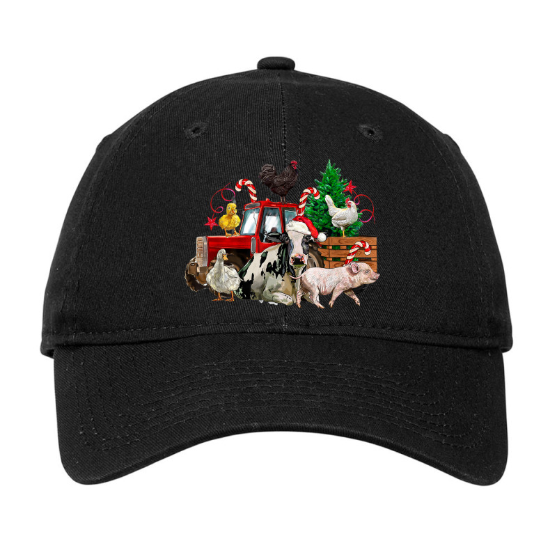 Christmas Farm Animals With Farm Tractor Adjustable Cap by August | Artistshot