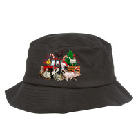 Christmas Farm Animals With Farm Tractor Bucket Hat | Artistshot