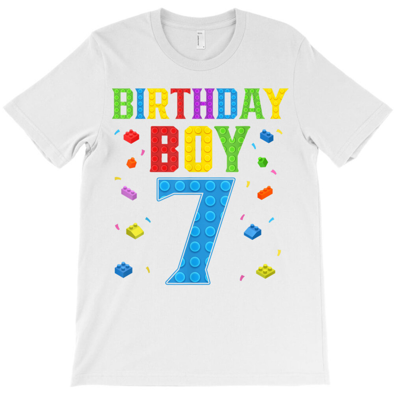 Cute 7th Birthday Gift 7 Years Old Block Building Boys Kids T Shirt T-shirt | Artistshot