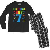 Cute 7th Birthday Gift 7 Years Old Block Building Boys Kids T Shirt Men's Long Sleeve Pajama Set | Artistshot