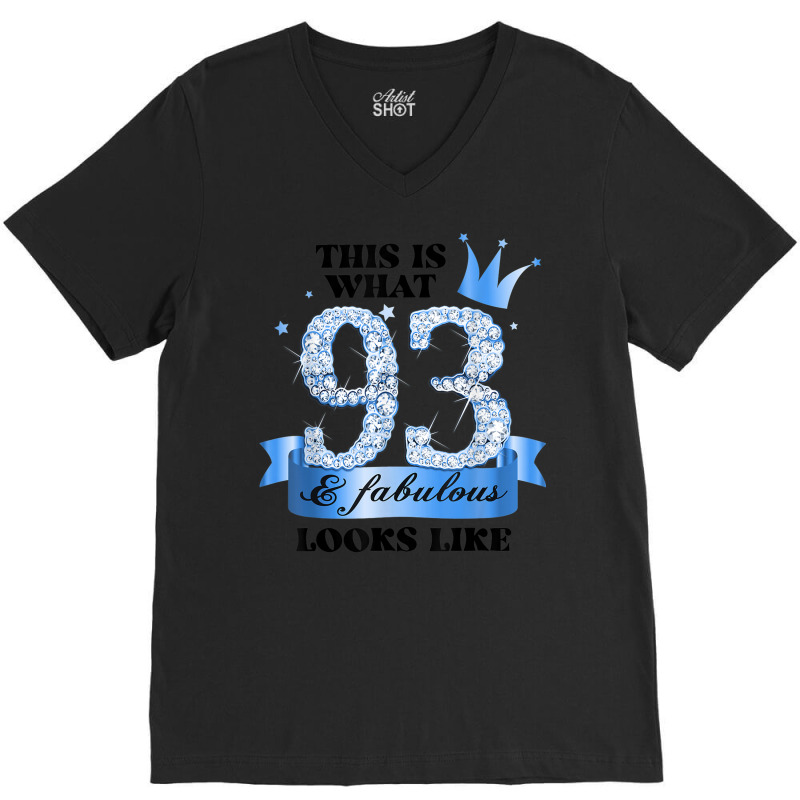 93 & Fabulous I Blue White Party Group Candid Photo Outfit V-neck Tee | Artistshot