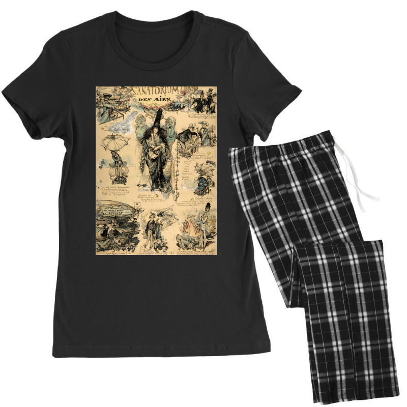 Vintage Crazy Lunatics Cartoon  1855 Sanatorium Des Airs Women's Pajamas Set by DonnieCarlson | Artistshot