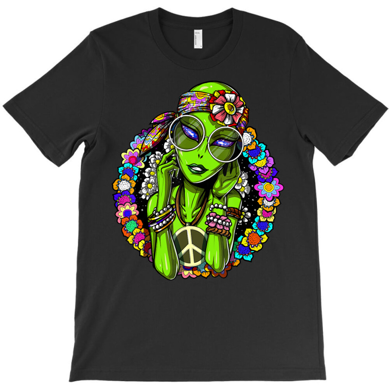 Space Alien Hippie Floral Peace Science Fiction T-Shirt by phamkhao | Artistshot