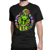 Space Alien Hippie Floral Peace Science Fiction Classic T-shirt | Artistshot