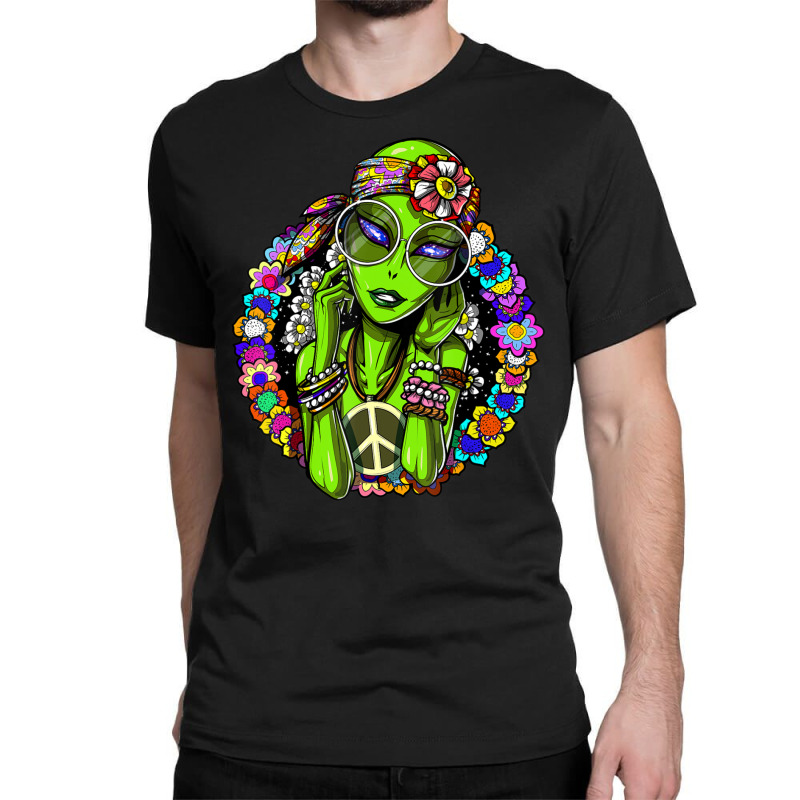 Space Alien Hippie Floral Peace Science Fiction Classic T-shirt by phamkhao | Artistshot