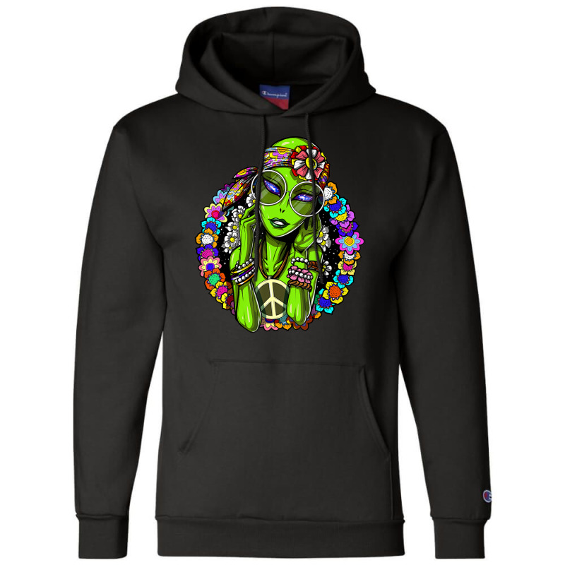 Space Alien Hippie Floral Peace Science Fiction Champion Hoodie by phamkhao | Artistshot