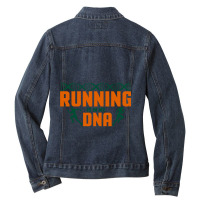 Running Is In My Dna Biology Motivation Genetics Workout Ladies Denim Jacket | Artistshot