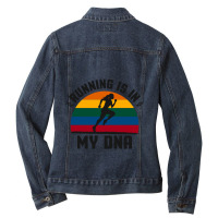 Running Is In My Dna Biology Motivation Genetics Workout Classic Ladies Denim Jacket | Artistshot