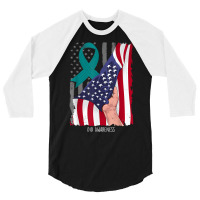 Dissociative Identity Disorder American Flag Teal Ribbon T Shirt 3/4 Sleeve Shirt | Artistshot