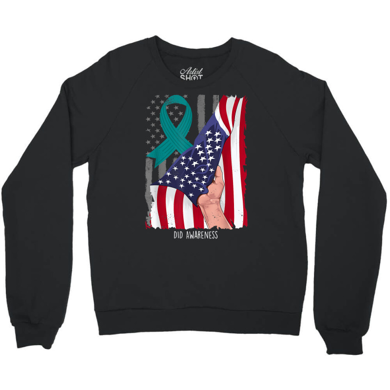 Dissociative Identity Disorder American Flag Teal Ribbon T Shirt Crewneck Sweatshirt | Artistshot