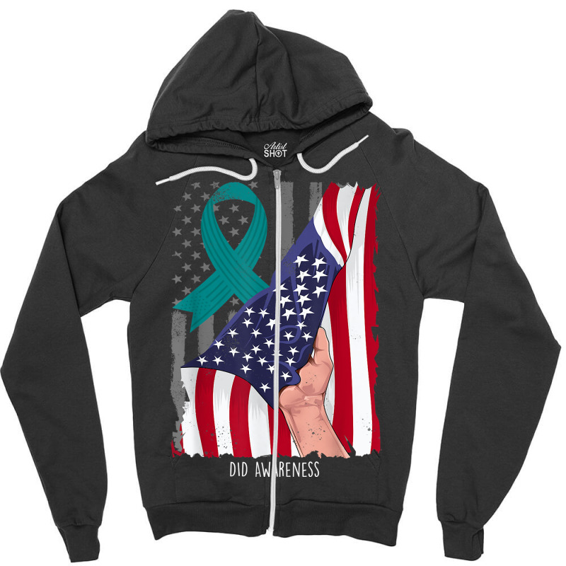 Dissociative Identity Disorder American Flag Teal Ribbon T Shirt Zipper Hoodie | Artistshot