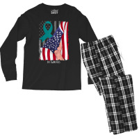 Dissociative Identity Disorder American Flag Teal Ribbon T Shirt Men's Long Sleeve Pajama Set | Artistshot