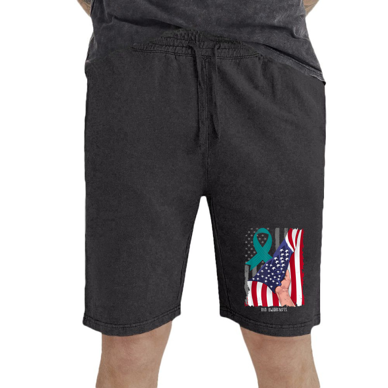 Dissociative Identity Disorder American Flag Teal Ribbon T Shirt Vintage Short | Artistshot