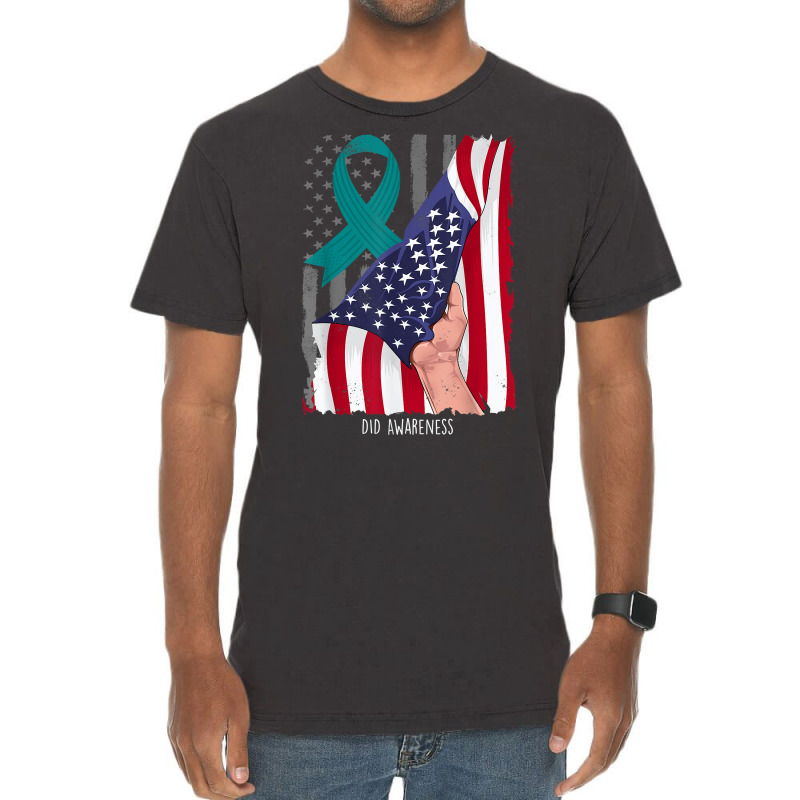 Dissociative Identity Disorder American Flag Teal Ribbon T Shirt Vintage T-shirt | Artistshot