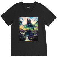 Castle V-neck Tee | Artistshot