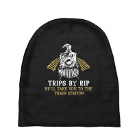 Trips By Rip Take Him To Train Station Retro Vintage Baby Beanies | Artistshot