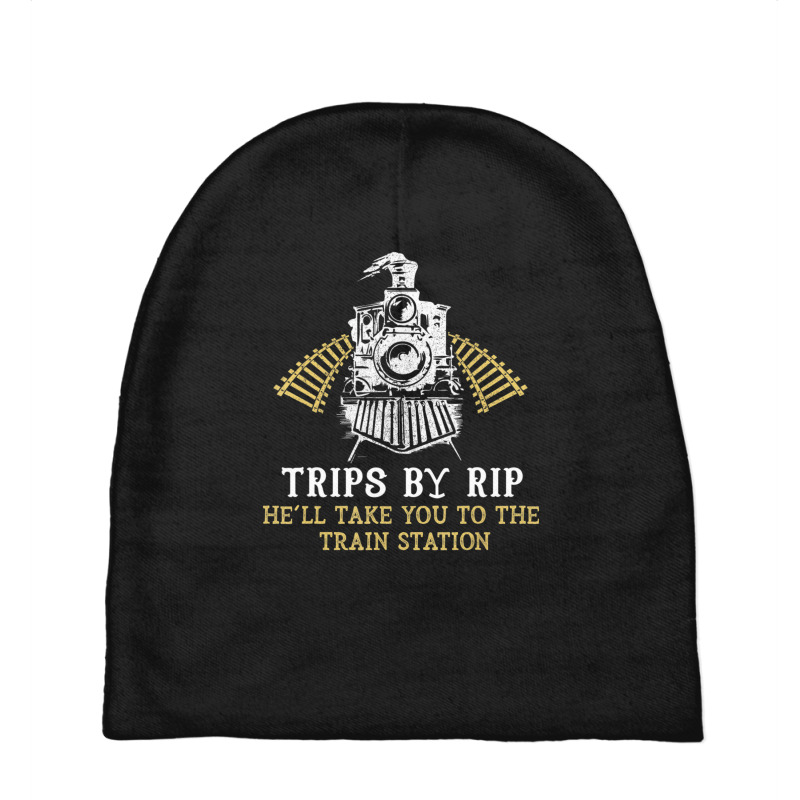 Trips By Rip Take Him To Train Station Retro Vintage Baby Beanies by cm-arts | Artistshot