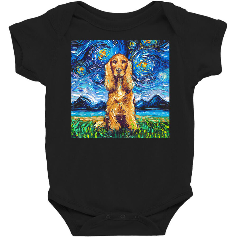 Cocker Spaniel T  Shirt Golden Cocker Spaniel Night T  Shirt Baby Bodysuit by joliejast | Artistshot