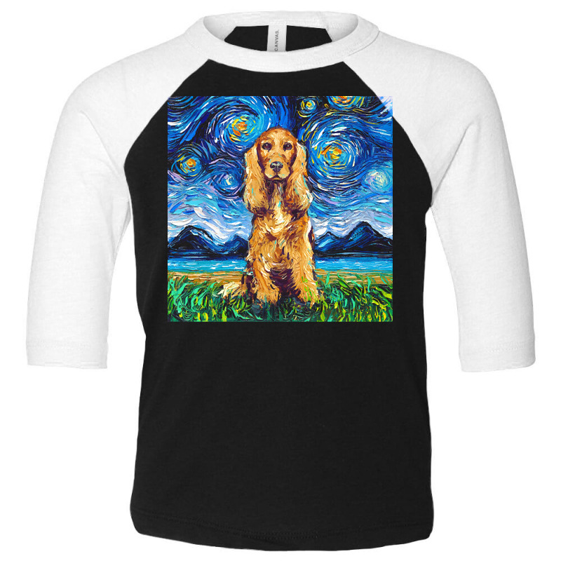 Cocker Spaniel T  Shirt Golden Cocker Spaniel Night T  Shirt Toddler 3/4 Sleeve Tee by joliejast | Artistshot