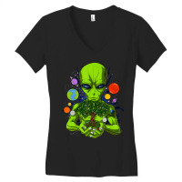 Space Alien Tree Of Life Cosmic Planets Science Fiction Women's V-neck T-shirt | Artistshot