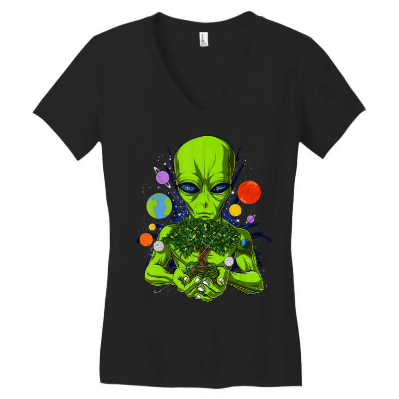 Space Alien Tree Of Life Cosmic Planets Science Fiction Women's V-Neck T-Shirt by phamkhao | Artistshot