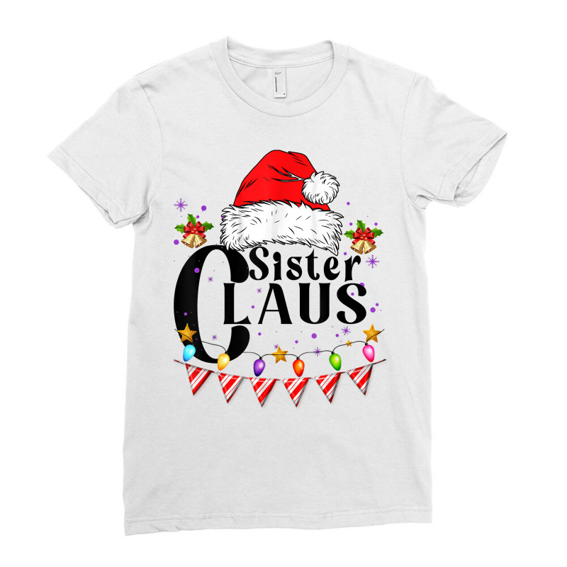 Sister Claus Christmas Pajama Family Matching Xmas Light T Shirt Ladies Fitted T-Shirt by cm-arts | Artistshot