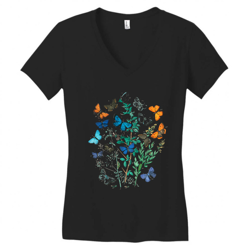 Butterfly A Kaleidoscope Of Fluttering Butterflies And Caterpillars (1 Women's V-Neck T-Shirt by capegatorade | Artistshot