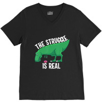 T-rex Men Women Cool The Struggle Is Real Donuts V-neck Tee | Artistshot