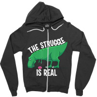 T-rex Men Women Cool The Struggle Is Real Donuts Zipper Hoodie | Artistshot