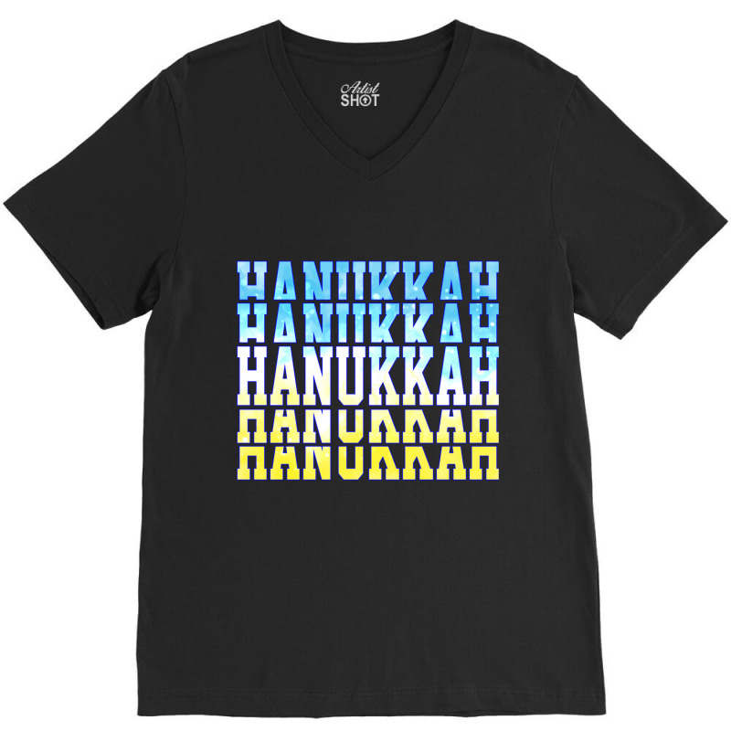 Happy Hanukkah Tie Dye Chanukkah Jewish Holiday Long Sleeve T Shirt V-neck Tee | Artistshot