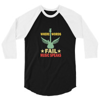 Where Words Fail Music Speaks Funny Vintage Guitar Musician Guitarist  3/4 Sleeve Shirt | Artistshot