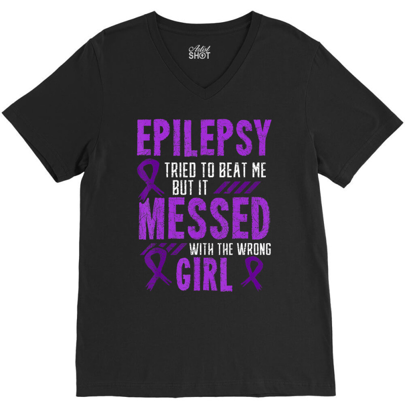 Epilepsy Warrior Day Epileptic Girl Purple Survivor Advocate V-neck Tee | Artistshot