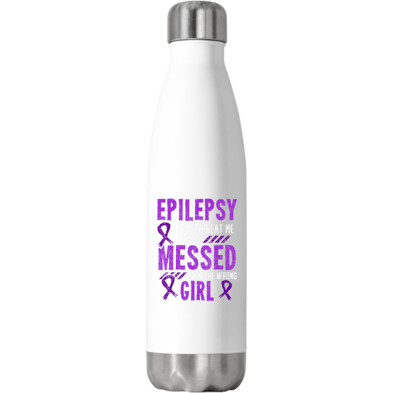 Epilepsy Warrior Day Epileptic Girl Purple Survivor Advocate Stainless Steel Water Bottle | Artistshot